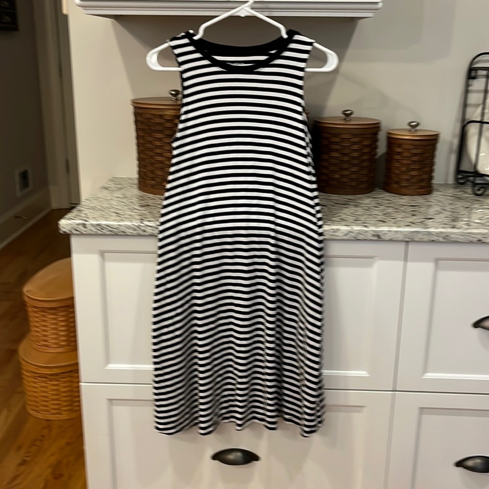 Time and true black and white striped dress